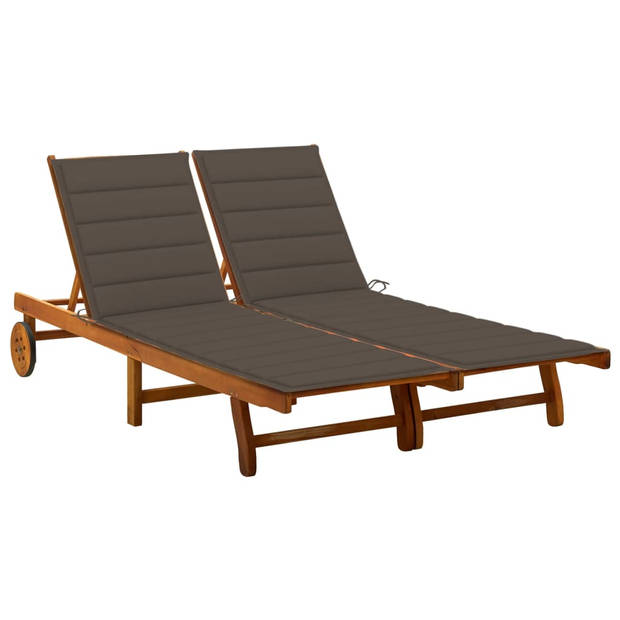 The Living Store Houten Ligbed Caribbean - 200 x 118/123 x 30/62/76/85 cm - Verstelbaar - Acacia Hout