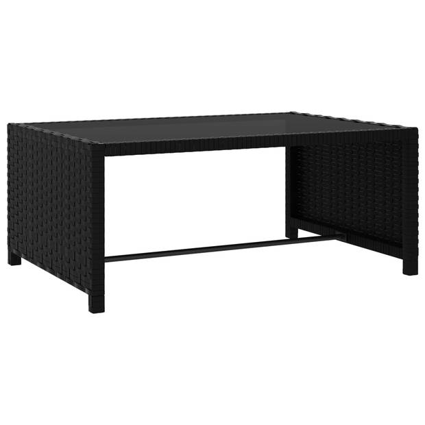 The Living Store Rattan Loungeset - Zwart - 190x65 cm - Verstelbare rugleuning