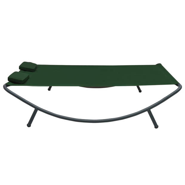 The Living Store Loungebed - Groen Oxford Stof - 200 x 173 x 45 cm - Met 2 Kussens