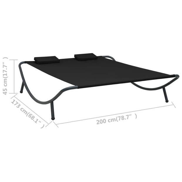 The Living Store Ligbed - Oxford Stof - 200x173x45 cm - Zwart