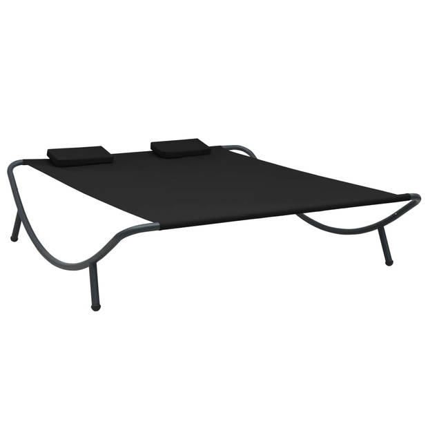 The Living Store Ligbed - Oxford Stof - 200x173x45 cm - Zwart