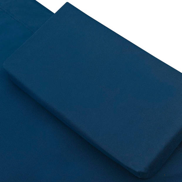 The Living Store Loungebed - Blauw - 200 x 173 x 45 cm - Gemaakt van Oxford stof en staal - Met 2 kussens - Montage