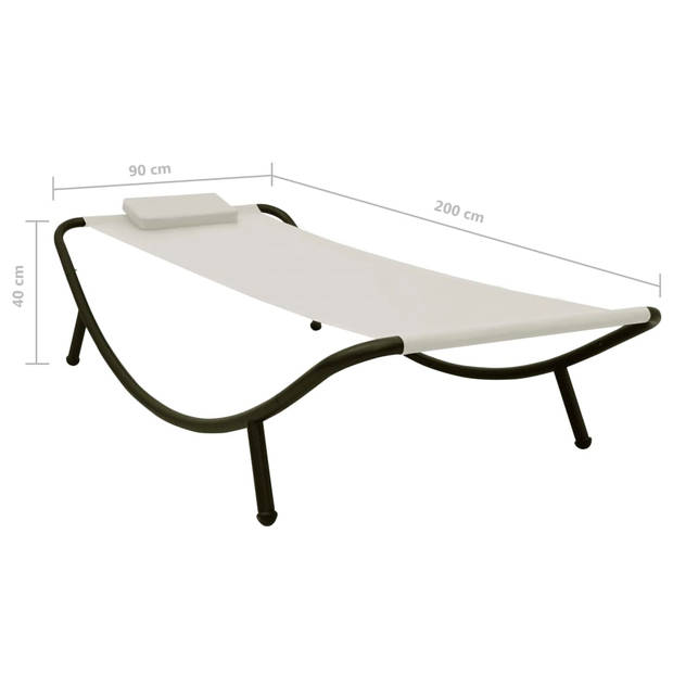 The Living Store Loungebed - Nvt - Tuinmeubelen - 200 x 90 x 40 cm - Crèmewit