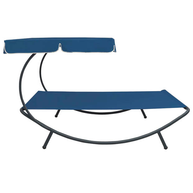 vidaXL Loungebed met luifel blauw