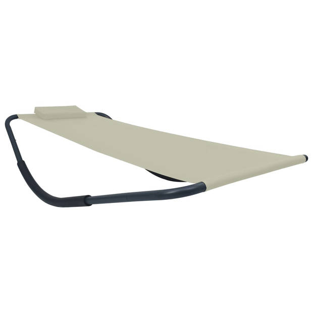 The Living Store Loungebed - crème - 200 x 90 x 40 cm (B x D x H) - met dik kussen - wasbare kussenhoes