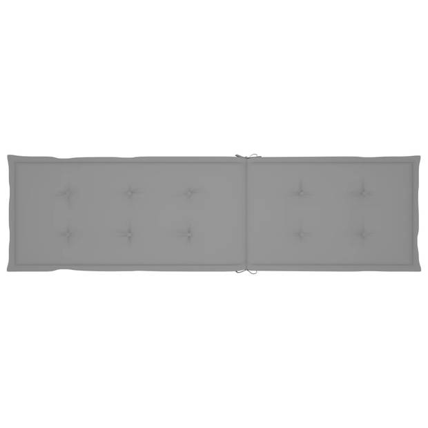 The Living Store Ligstoel massief acaciahout - 167 x 56 x 75 cm - verstelbaar - inclusief kussen - grijs