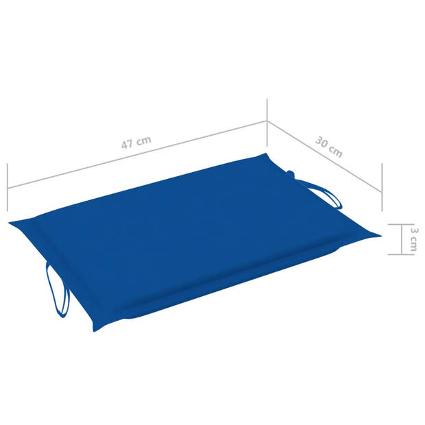 The Living Store Loungebed Acaciahout - 184x55x64 cm - Koningsblauw kussen