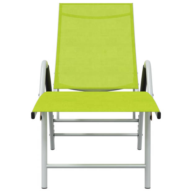 The Living Store Lounger Groen - Textileen/Aluminium - (170-193) x 60.5 x (96-51) cm - Verstelbaar