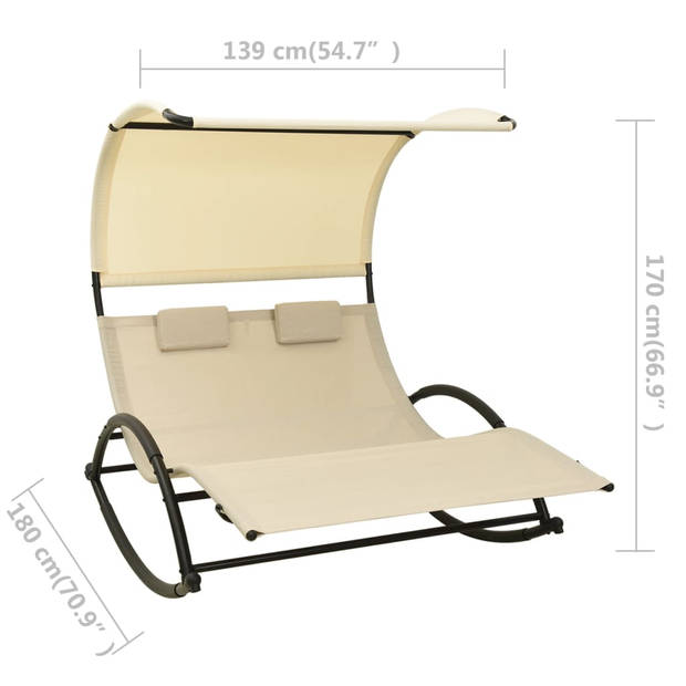 The Living Store Tweepersoonsligstoel Schommelend Loungebed - 139 x 180 x 170 cm - Robuust stalen frame - Ademend