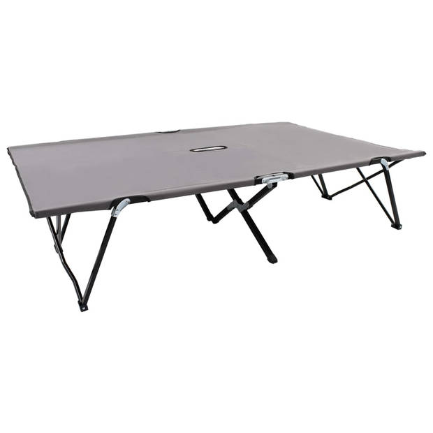 The Living Store Ligbed Dubbel Grijs - Staal - 193x125x40 cm - 240 kg
