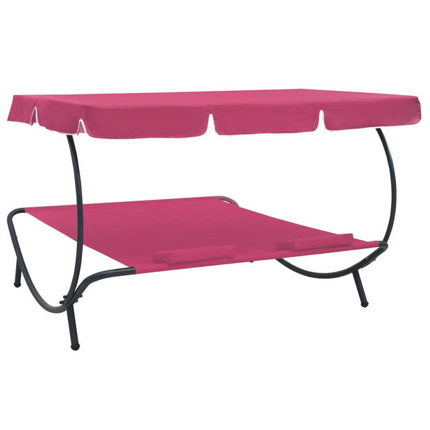 The Living Store Dubbel Loungebed Oxford 200x173x135 cm - Roze