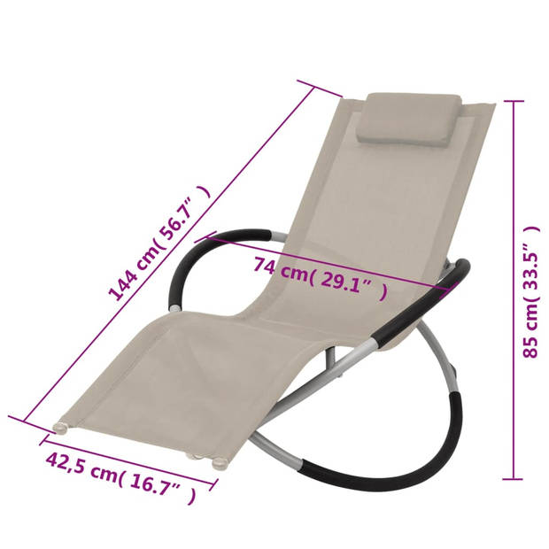 vidaXL Tuinligbed geometrisch staal crème