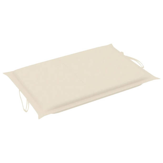 The Living Store Acacia Loungebed - Ligbed - 184 x 55 cm - Ergonomisch - Inklapbaar - Crème kussen