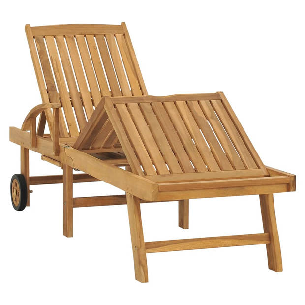 The Living Store Loungebed - Houten - Teakhout - 195x59.5 cm - Verstelbare rugleuning