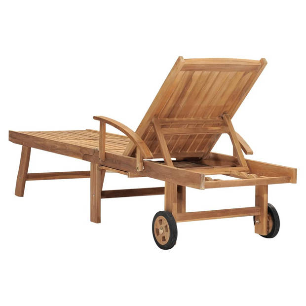 The Living Store Loungebed - Houten - Teakhout - 195x59.5 cm - Verstelbare rugleuning