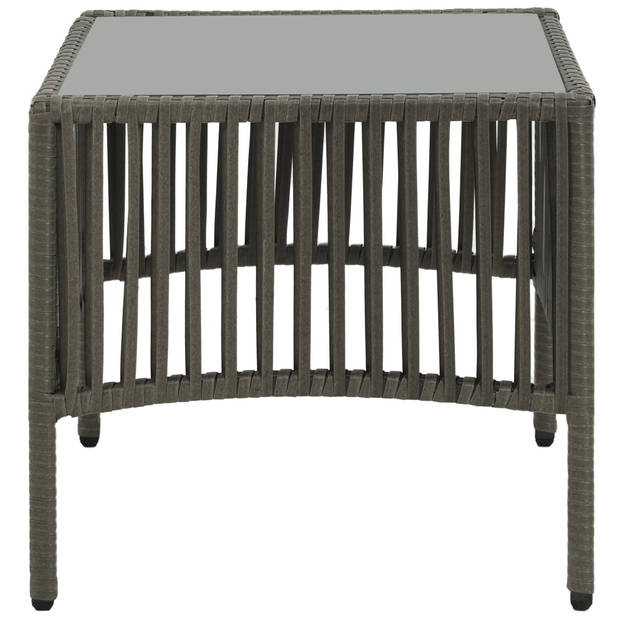 The Living Store-Ligbedden-2-st-met-tafel-poly-rattan-grijs - Ligbed