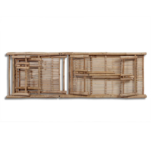 The Living Store Ligstoel Bamboe - Tuinmeubelen - 200x65x(30-87)cm - 3 verstelbare standen