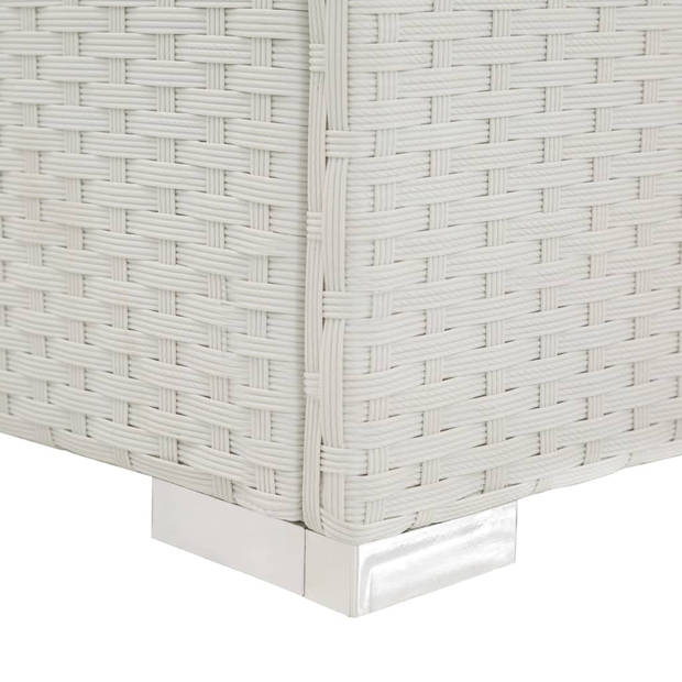 The Living Store Ligbed - Wit/Zwart - PE Rattan - Verstelbaar - 195x60x(31-68)cm