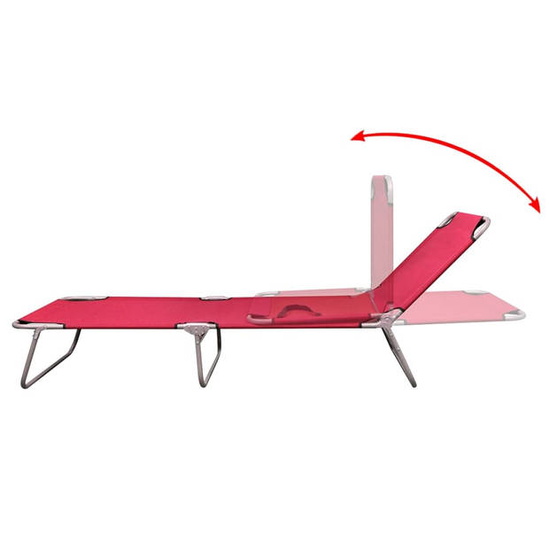 The Living Store Ligbed - Ligstoel - 189 x 58 x 27 cm - Rood