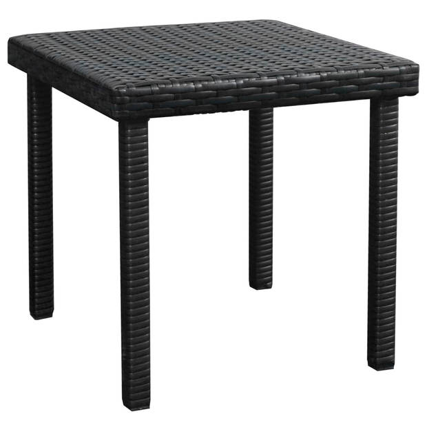 vidaXL Ligbed met kussen en tafel poly rattan zwart