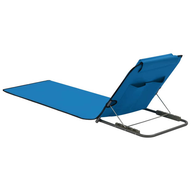 The Living Store Strandstoelen - Opvouwbare Strandmatten - Blauw - 160x53x47 cm - Inclusief opbergvak - Verstelbare