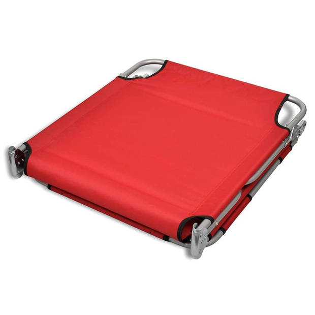 The Living Store Ligbed Kreta - Tuinmeubelen - 189x58x27 cm - verstelbare rugleuning - rood