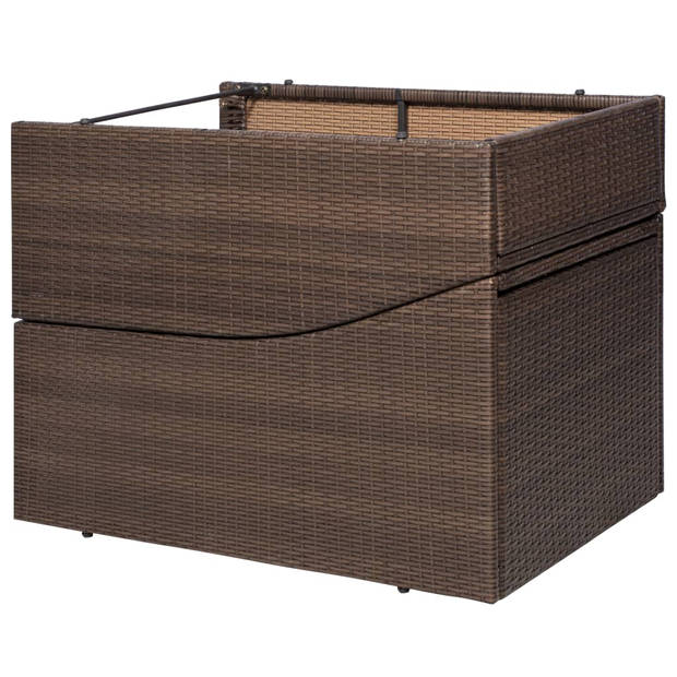 The Living Store Ligbed PE Rattan - 192x62cm - Inklapbaar - Verstelbaar - Bruin/Crèmewit