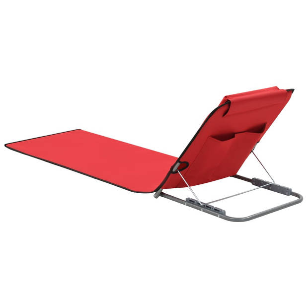 The Living Store Strandstoelenset - Opvouwbare strandmatten - Rood - 160 x 53 x 47 cm - Hoofdsteun en opbergvak