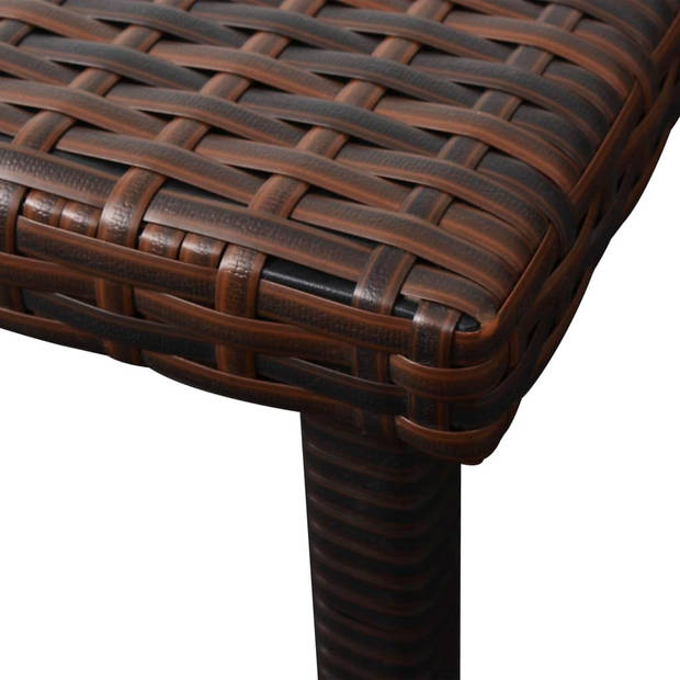 vidaXL Ligbed met kussen en tafel poly rattan bruin