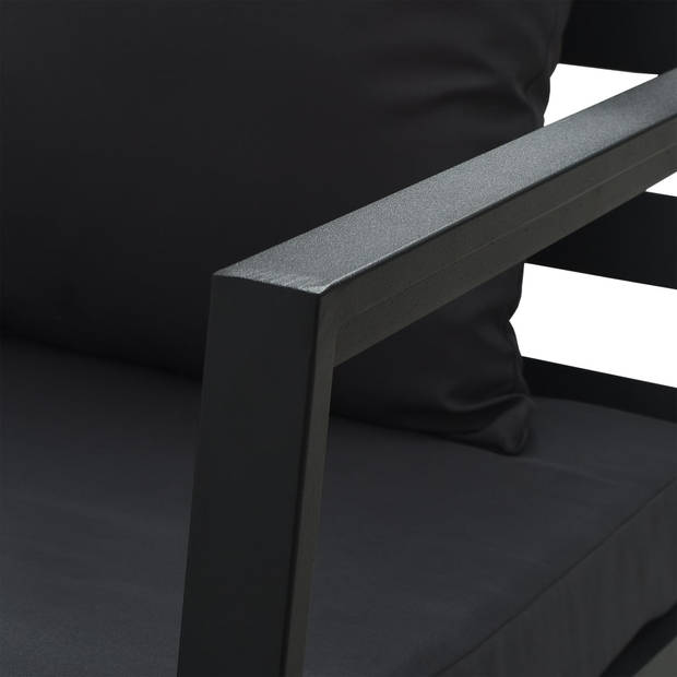 The Living Store Loungebank - Zwarte en donkergrijze tweezitsbank van gepoedercoat aluminium en stof (100% polyester) -