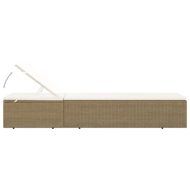 The Living Store Loungebed - PE-rattan - gepoedercoat staal - 198 x 60 cm - weerbestendig