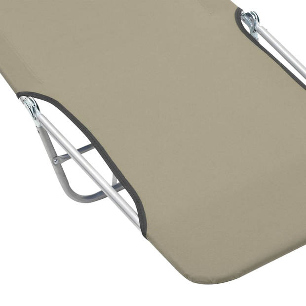 The Living Store Inklapbaar Ligbed - Taupe - 56 x 182 x 24.5 cm - Verstelbare rugleuning