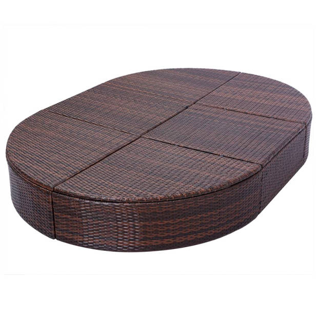 vidaXL Loungebed met kussen poly rattan bruin