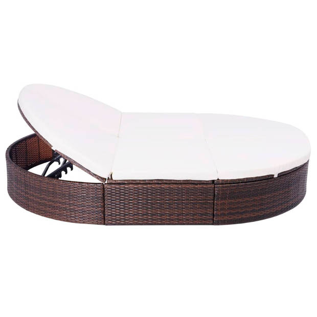 The Living Store Loungebed The Living Store - Loungebed - Tuinmeubelen 200x140x28cm - Bruin - 6 kussens