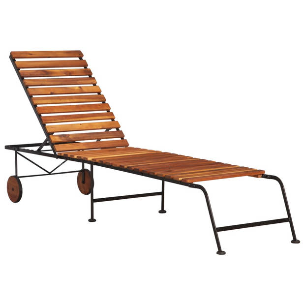 The Living Store Ligbed Rustieke Charme - Houten tuinbed - 205 x 50 x 30 cm - Acacia hardhout