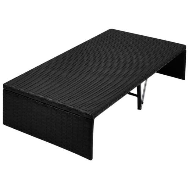 The Living Store Ligbed - Rattan - 2 persoons - Verstelbare luifel - Incl - tafel - kussens