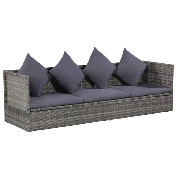 The Living Store - Poly Rattan Tuinbed - Ligbed - 200 x 60 x 58 cm - Grijs - Verstelbaar