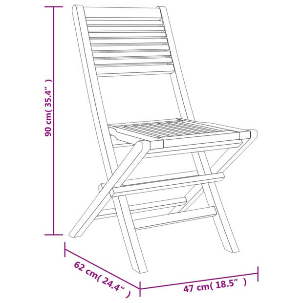 The Living Store Tuinstoel Massief Teakhout Inklapbaar - 47 x 62 x 90 cm - Gelat Design