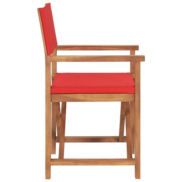 The Living Store Regisseursstoelen - Massief teakhout - Inklapbaar - Rood - 57.5 x 54.5 x 85 cm - Levering bevat 2