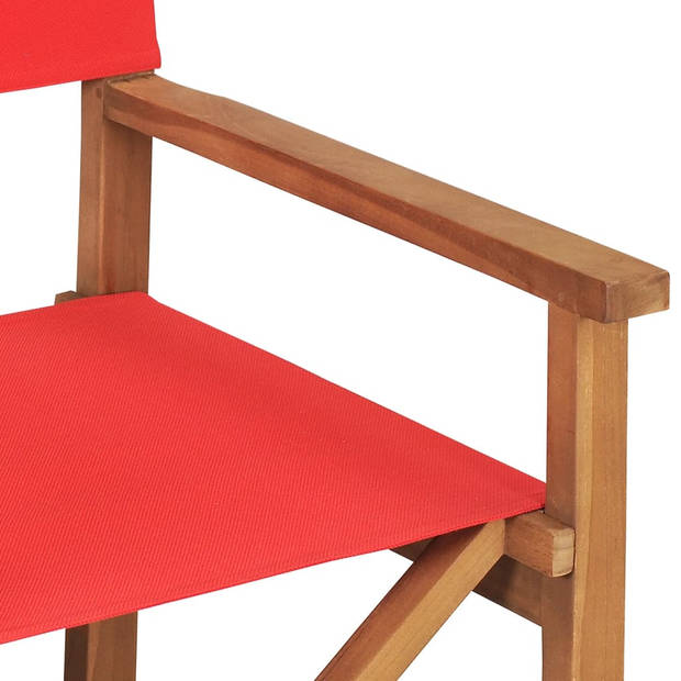 The Living Store Regisseursstoelen - Massief teakhout - Inklapbaar - Rood - 57.5 x 54.5 x 85 cm - Levering bevat 2