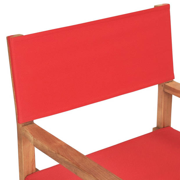 The Living Store Regisseursstoelen - Massief teakhout - Inklapbaar - Rood - 57.5 x 54.5 x 85 cm - Levering bevat 2