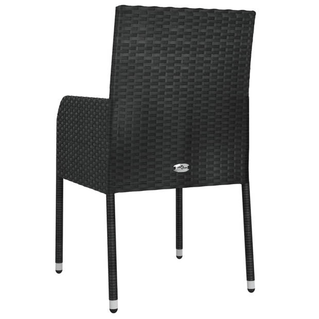 vidaXL Tuinstoelen 2 st met kussens poly rattan zwart