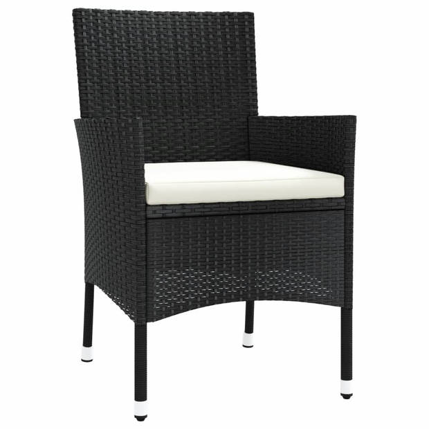 The Living Store Tuinset Poly Rattan - zwart - 250 x 100 x 75 cm - inclusief 8 stoelen