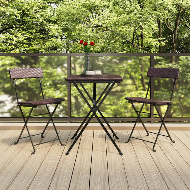 vidaXL Bistrostoelen 2 st inklapbaar poly rattan en staal bruin