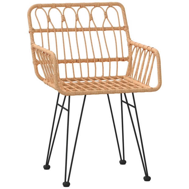 The Living Store Tuinstoel - PE-rattan - Stevig frame - Comfortabele zitplaats - Praktische pootdop - 56x64x80cm - Set