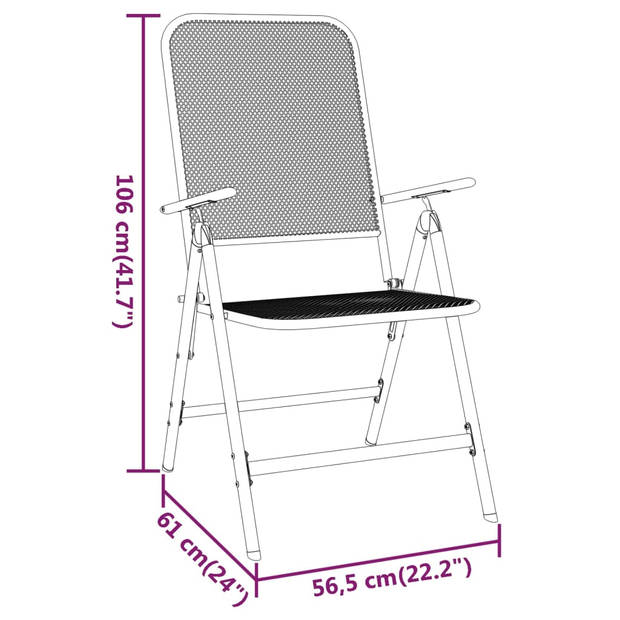 vidaXL Tuinstoelen inklapbaar 2 st metaalgaas antracietkleurig