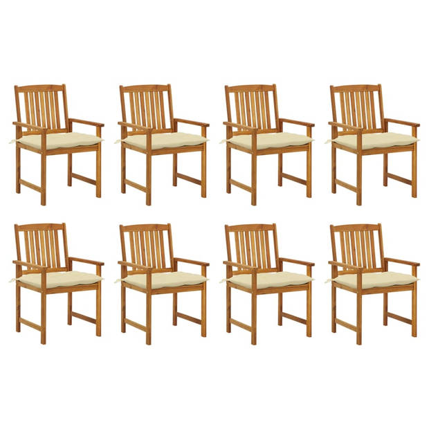 The Living Store Tuinstoelenset - Acaciahout - Olieafwerking - 8 stoelen met kussens - 61x57x92 cm