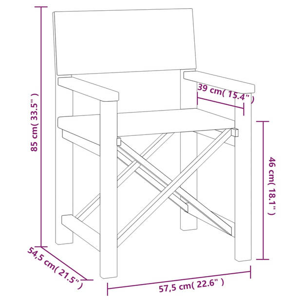 vidaXL Regisseursstoelen 2 st massief teakhout blauw