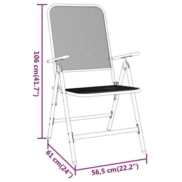 vidaXL Tuinstoelen inklapbaar 4 st metaalgaas antracietkleurig