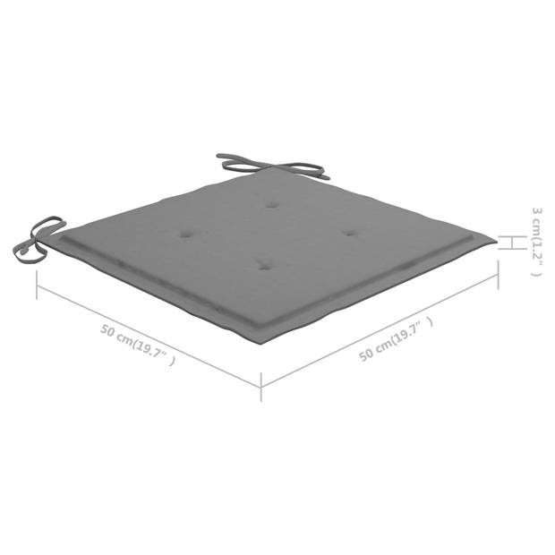 vidaXL Tuinstoelen 3 st met kussens massief acaciahout